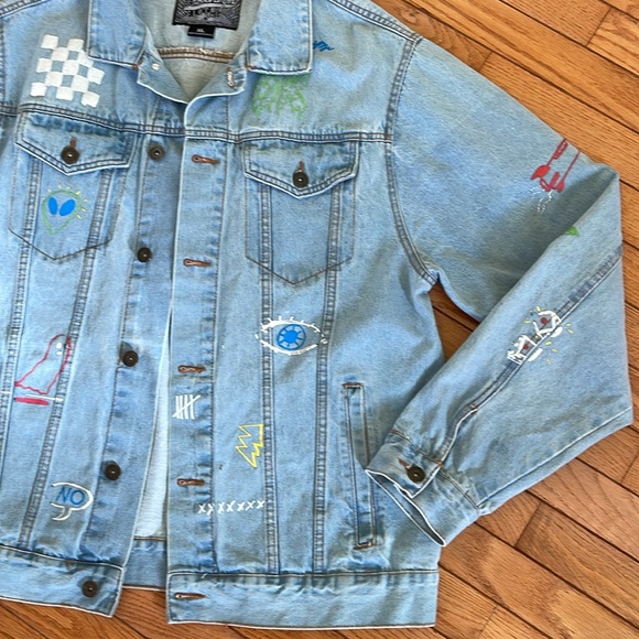 WOMENS Brooklyn Cloth Graffiti Denim Jacket Size XL - Picture 5 of 7